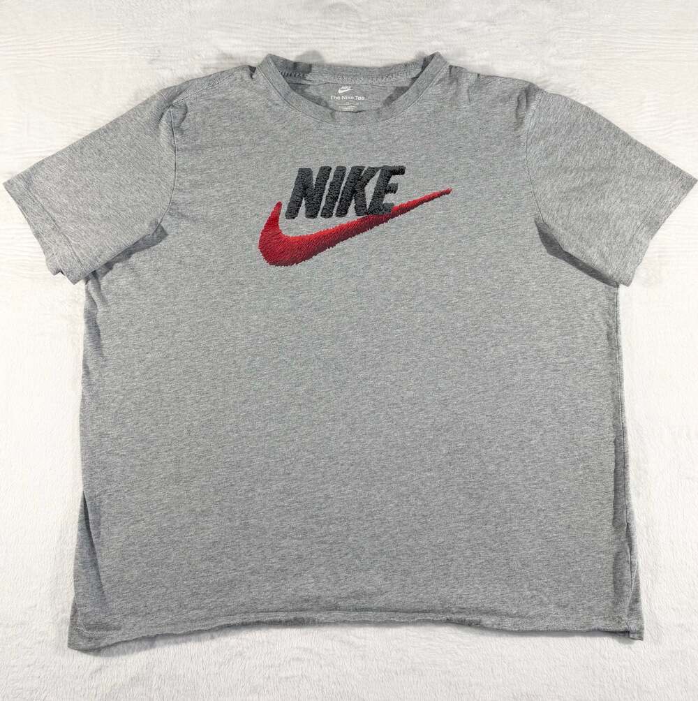 Nike Men's Sportswear Chenille Logo Graphic T-Shirt Gray XL - Picture 1 of 7